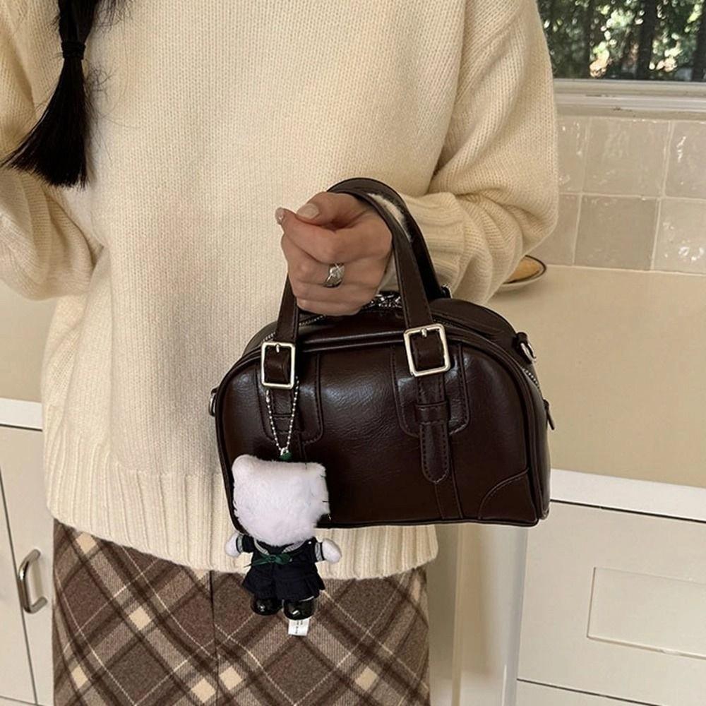 Сумка на плечо Ретро Сумка ручная PU Кожа Boston Bag Элегантная PU Сумка-боулинг Девочки/Женская