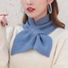 Korean Women Bowknot Cross Knit Ring Neck Scarves Fashion Female Autumn Winter Solid Color Elastic Soft Wool Warm Scarf