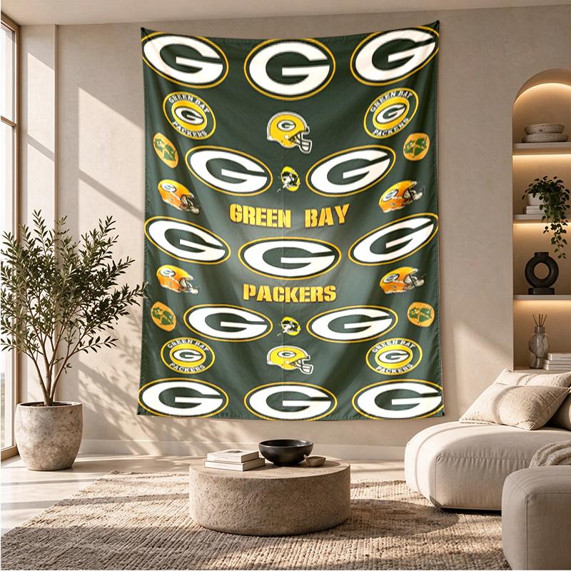 Green Bay Packers Pattern Wall Hanging Tapestry Personalized Printed Fabric Wall Decor