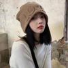 Женская осенне-зимняя теплая вязаная шапка, женская, японская, хип-хоп, свободная шапка-бини, однотонная, с буквенным принтом, модная шапка-бини