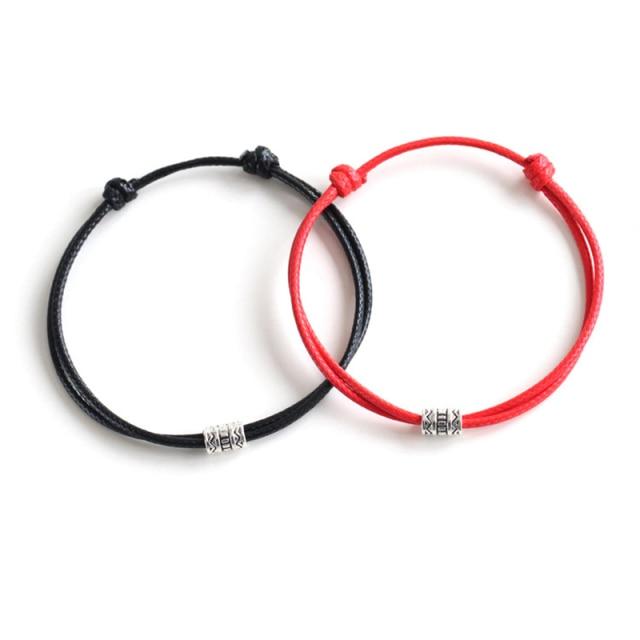 1 /2pcs Adjustable Black Red Leather Rope Bracelet Couple Jewelry Handmade Braided Charm Bracelet Women Men Thread Jewelry Gift