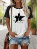 Women's Star Print Raglan Short-Sleeve T-Shirt 90s Vintage Style T Shirt Crew Neck Graphic Tees Tops 2000s Y2k Clothes Femme