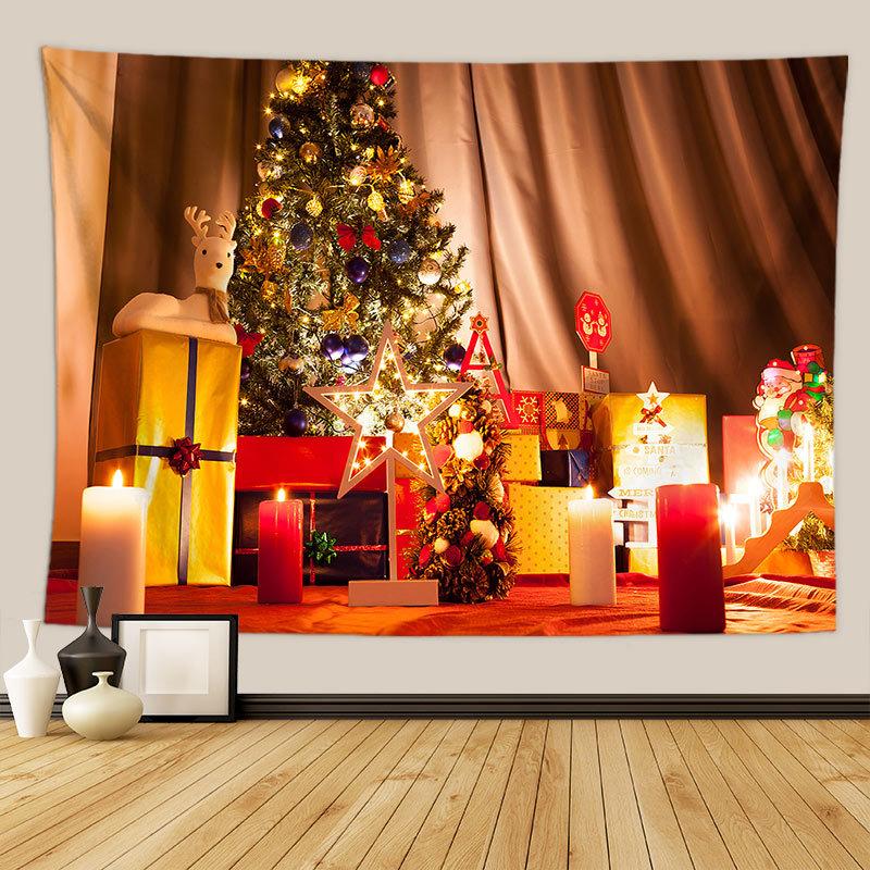 Рождественская елка подарок камин печать гобелен дома гостиная спальня украшение стены фон ткань гобелен