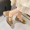 Mary Jane French Small Fragrant High Heels Spring and Summer New One-word Buckle Evening Breeze Single Shoes Fashionable Small Leather Shoes Women