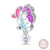 Springtime Copper Sparkling Zircon Colorful Butterfly Charms Beads Fit Pendants Bracelets Diy Birthday Jewelry Gift