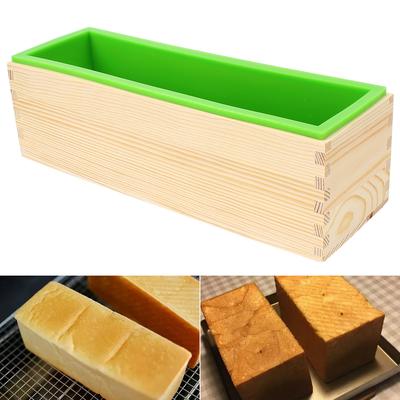 С деревянной коробкой DIY Инструмент ручной работы Прямоугольные кухонные инструменты Выпечка Тост Пирог Форма для хлеба Силиконовая форма для мыла