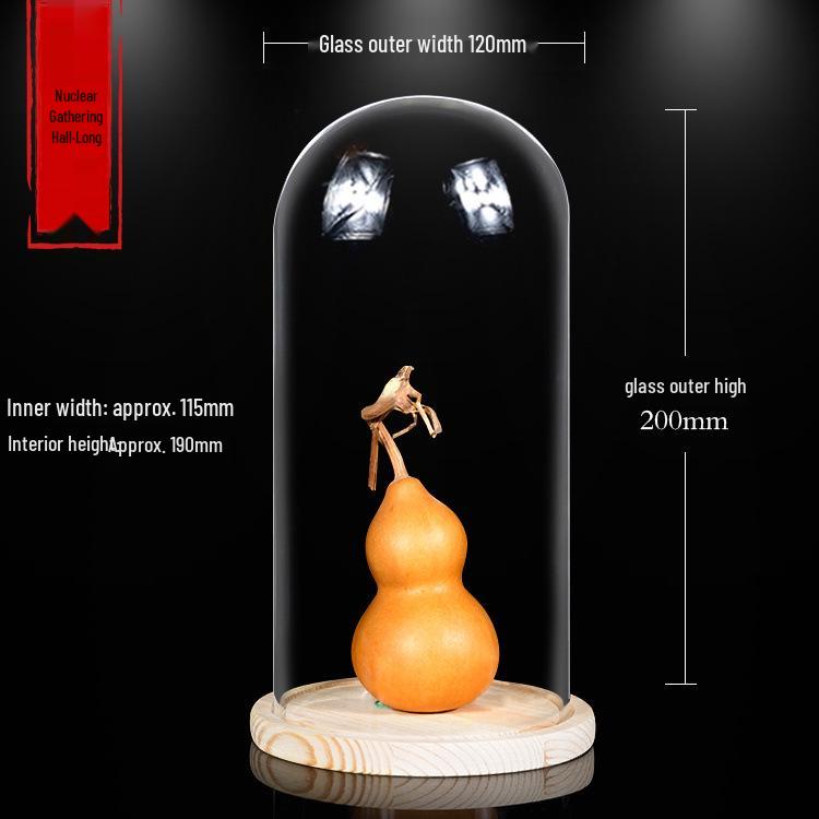 Дисплей для грецких орехов Вэньвань, тыквы и косточек оливы с бамбуковым основанием и стеклянным колпаком высокой прозрачности