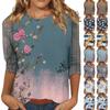 Женская модная повседневная свободная футболка с круглым вырезом и рукавами 3/4 с принтом, женский топ