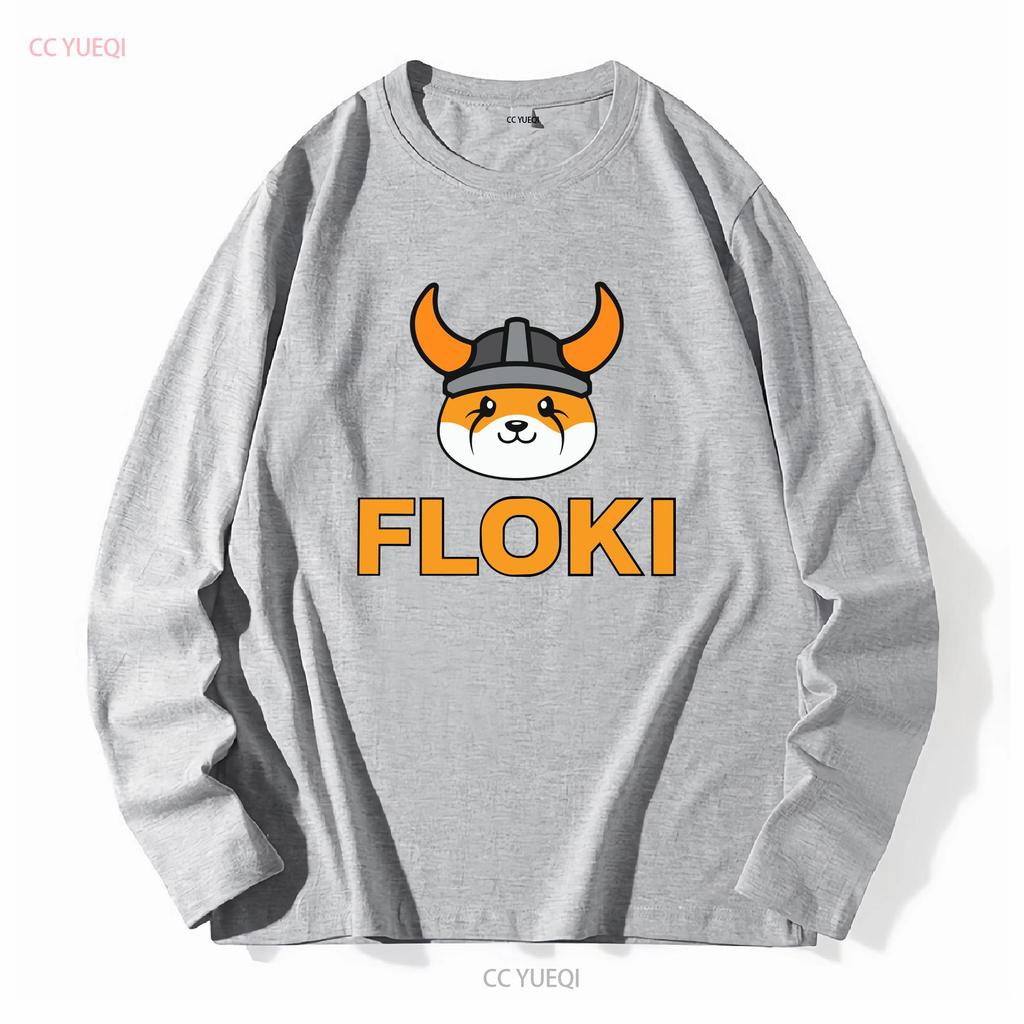 Футболка с круглым вырезом Floki Inu Memecoin Криптовалюта Крипто Токен с длинным или коротким рукавом винтажная стирка мягкая универсальная унисекс