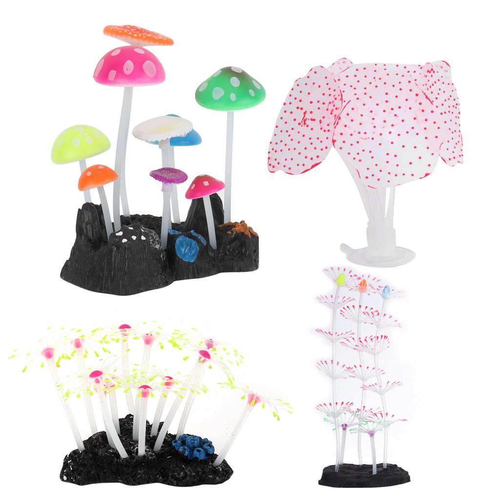 Aquarium Decoration Set Glowing Silicone Coral Decoration Luminous Aquarium Coral Ornaments
