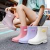 Non Slip Water Shoes Women's Short Tube Rain Boots Student Fashion Rain Boot Warm Rubber Shoe Low Tube Water