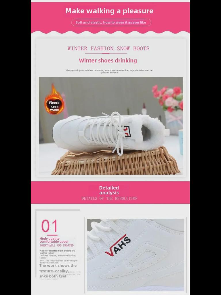 Women's High-Top Velvet Winter Shoes - 2023 Warm, Thick-Soled Casual Sneakers for Students