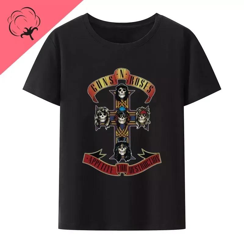 Горячая Распродажа Рок-группа Guns N Roses Классический Постер Графический Принт Футболка Мужчины Женщины Уличная Одежда Харадзюку Мода Хлопок Повседневный Оверсайз Топ Летний Новый Футболка