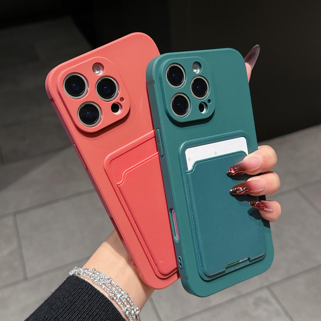 Чехол для телефона с держателем для карт для iphone 16 13 14 12 11 15 17 pro max мягкий силиконовый чехол для iphone x max funda Защита камеры