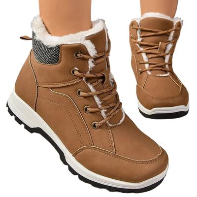 Модные новые зимние толстые плюшевые зимние ботинки женские на шнуровке с толстой подошвой теплые хлопковые подбитые туфли женские водонепроницаемые нескользящие кроссовки на платформе