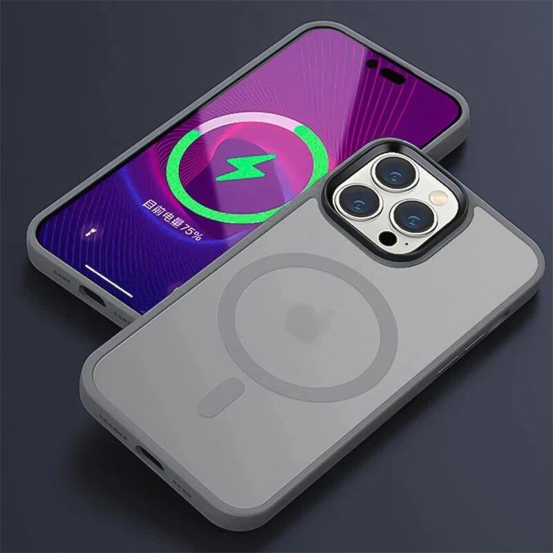 Роскошный новый официальный серый чехол для IPhone 15 14 13 12 11 Pro Max Plus матовый Magsafe Магнитный защитный чехол для беспроводной зарядки