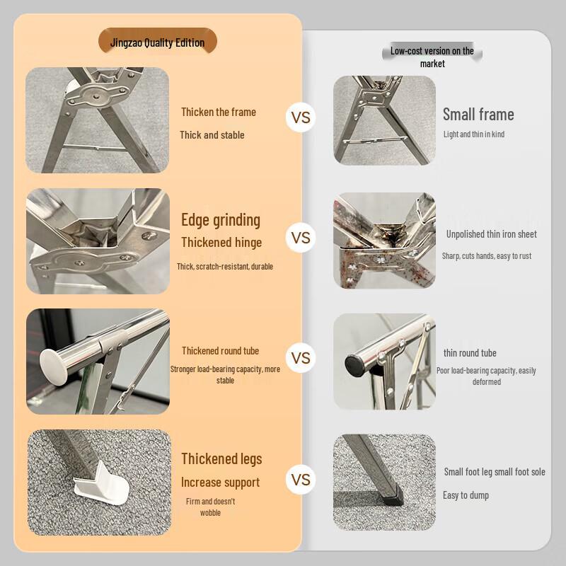 NICHUANG Telescopic Folding Stainless Steel Clothes Drying Rack