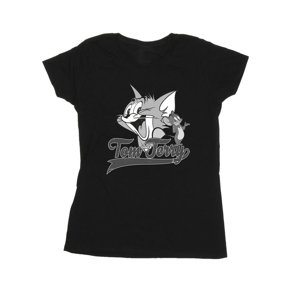 Tom And Jerry Womens/Ladies Greyscale Square Cotton T-Shirt