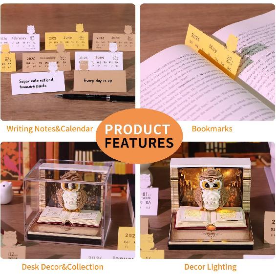 3D Calendar 2026, Timepiece Calendar 2026 with Memo Pad Notepad, Creative Weekly Planner Desk Decoration, Tear-Away 3D Artsy Pads, New Year Gift for