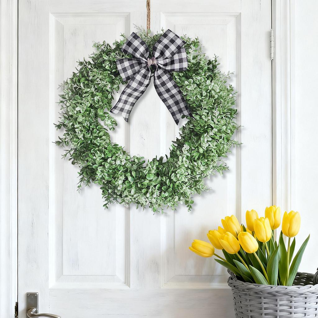 Рождественская имитация зеленого растения Венок из листьев денежного дерева Виноградная лоза Кольцо Домашнее украшение для подвешивания на окно или дверь 40 см