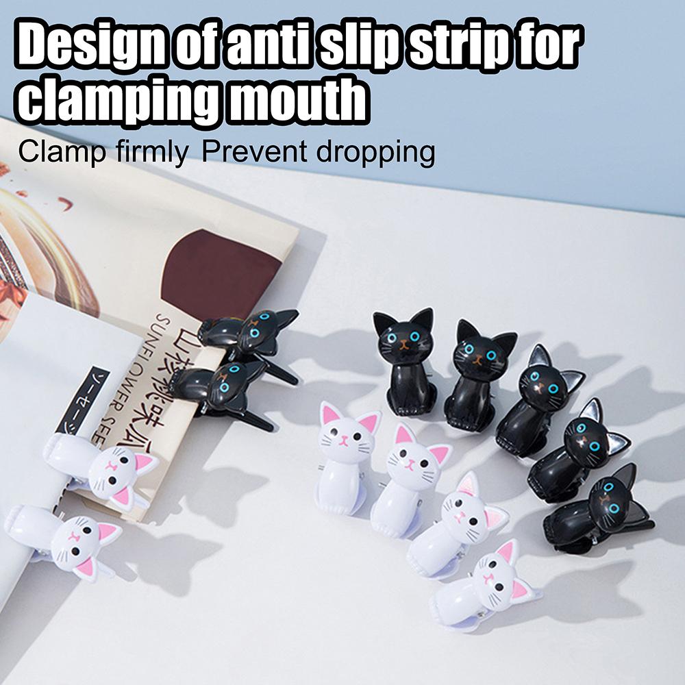 Snacks Sealing Clips Plastic Beach Towel Clips Cute Cat 8Pcs/Set Household Clothespegs Clamp Office Desk Organize And Store Plastic Clips