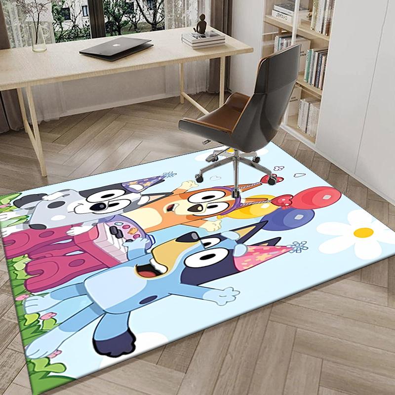 Bluey Friends Adventure Area Rug Office rug, Chair Rug, Decor Carpet Livingroom bedroom Mat, Large Size Fan gifts Christmas gifts
