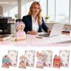 Detachable Base Bloomy Flowers Desk Calendar Wooden Base Monthly Planner  for Table Desk Decor