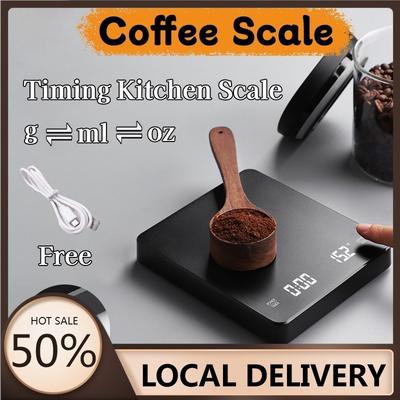 Электронные весы Перезаряжаемые кофейные весы 0,1 г-3 кг Точные весы для эспрессо и кофе, приготовленного методом пуровер Кухонные весы