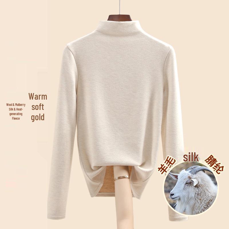 Женский теплый базовый слой из шелка тутового дерева и шерсти с флисовой подкладкой, со средней высотой горловины, коллекция осень/зима 2025