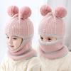 Children's Knitted Wool Hat and Scarf Set - Thick, Warm, and Velvet-Lined for Autumn and Winter