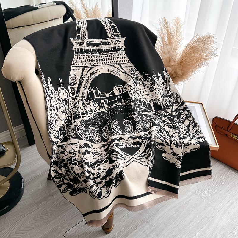 New Shawl Warm Winter Scarf Women Print Paisley Tower Cashmere Pashmina Thick Wrap Head Neck Foulard Luxury Blanket Echarpe
