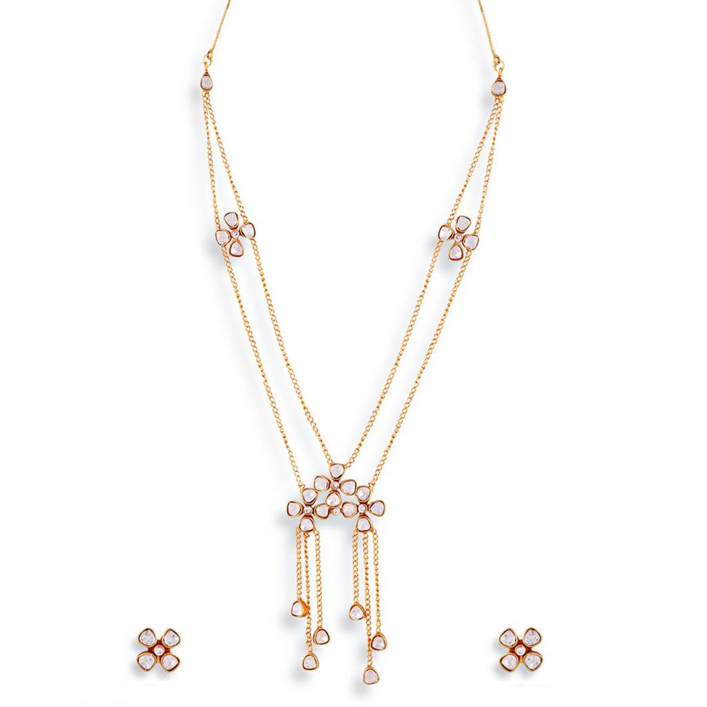 Gold Plated Polki Necklace Set for Women