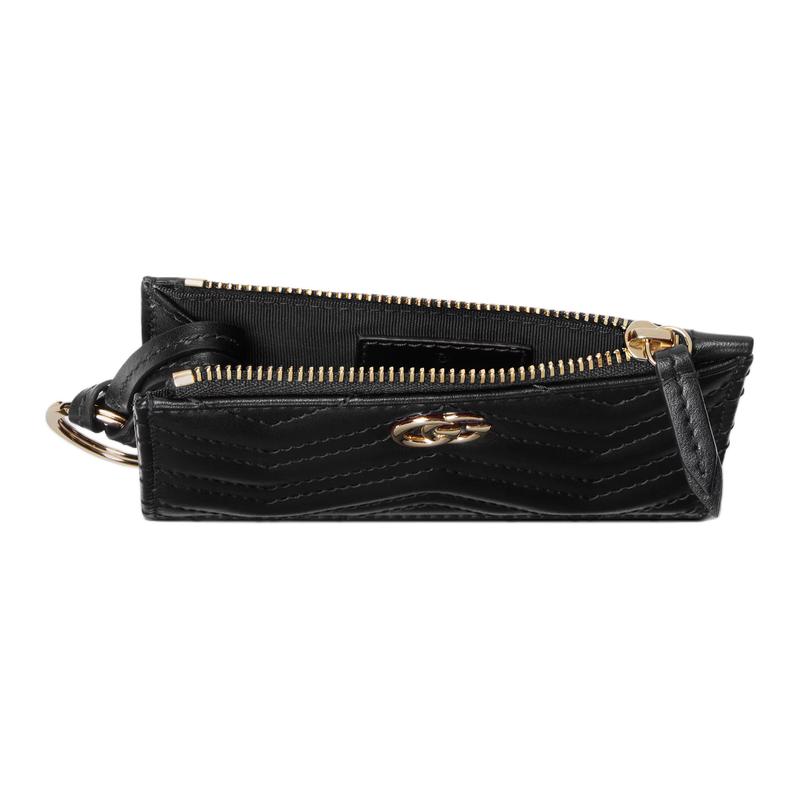 Gucci GG Marmont Логотип Double G Металл Стеганая Шестерка Кожаный Футляр для Ключей Обычный Женский Черный