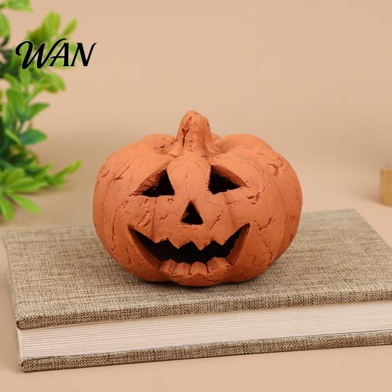 Weird Fun Halloween Decor Handcrafted Pumpkin Statue Hand-Carved Resin Figurine Party Supplies Tabletop Ornament for Home Enduring Decorations