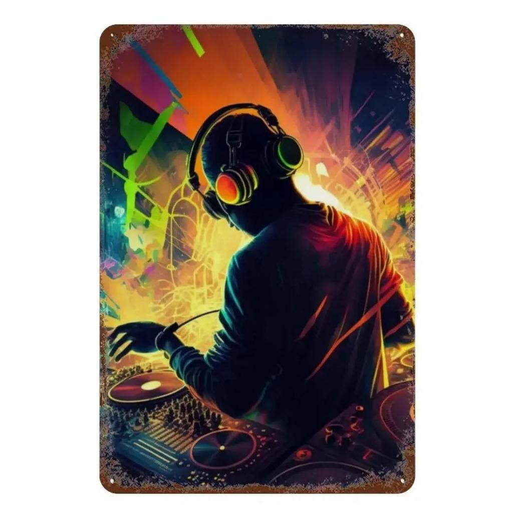 Metal Tin Signs Lighting DJ Wall Decoration Plaque Vintage Art Poster Iron Painting for Man Cave Home Cafe Game Room Club Bar