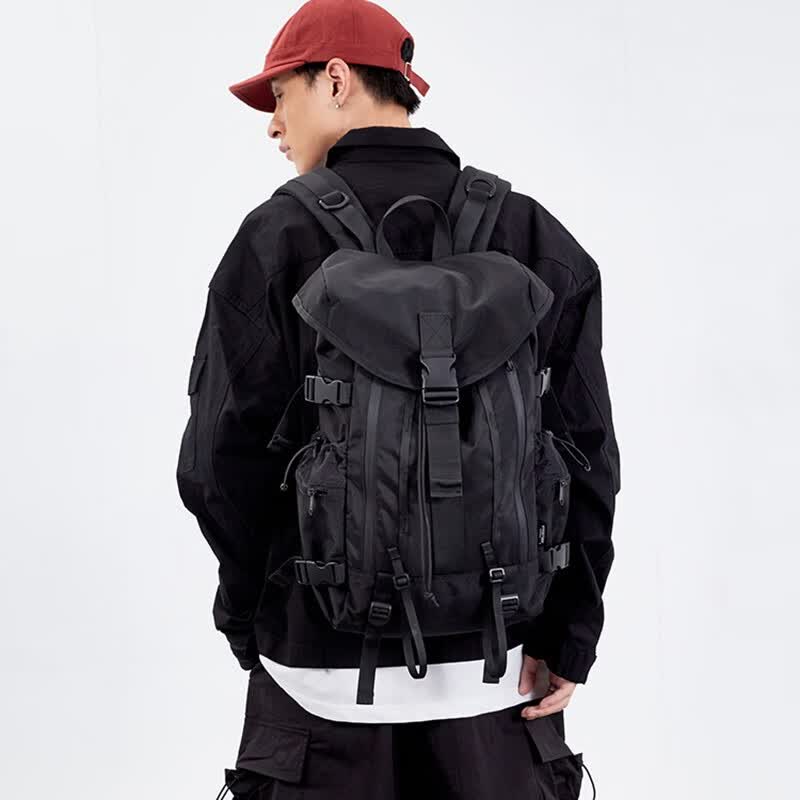 MYEDITION Functional Outdoor Travel Backpack, Large Capacity, Laptop Bag, Black, Large Size, 30cm*18cm*49cm