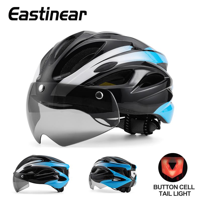 Eastinear Bicycle Helmet Adult Men and Women Outdoor Highway Mountain Biking Helmet With Magnetic Goggles and Shiny Tail Lights