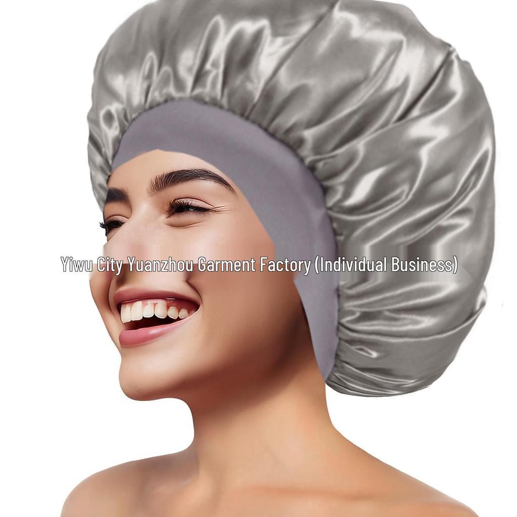 Women's Wide Brim Satin Sleep Cap – High Elasticity Hair Care Beauty Hat