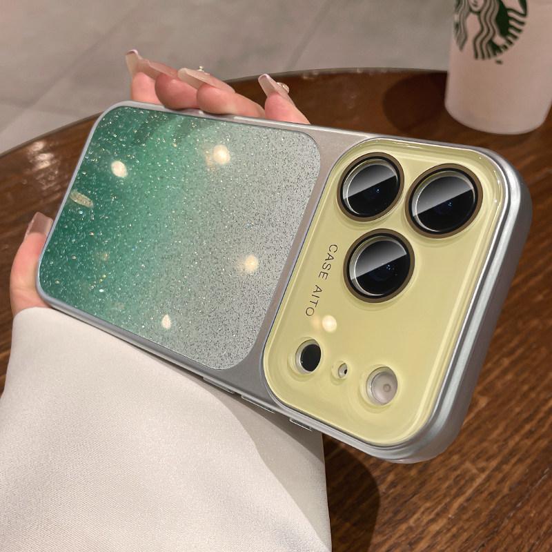 Чехол-защита для пленки камеры с блестящим градиентом для iPhone 1 16 17 Pro Max 13 14 17Pro, противоударный, с большим окном, Bling