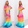 2025 New New Printed Long Dress Dress One-word Collar Dress