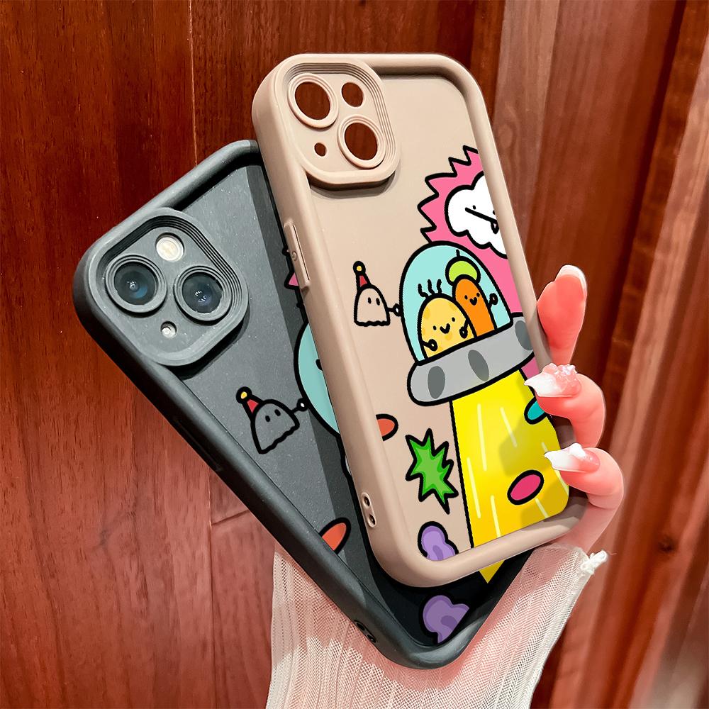 For Huawei P50 Pro P40 Lite Honor 8X 9X X9 Tecno Spark Go Infinix Smart 8 Vivo V29 V30 Y02 Y16 Soft Silicone Square Cartoon Spaceship Shockproof Case