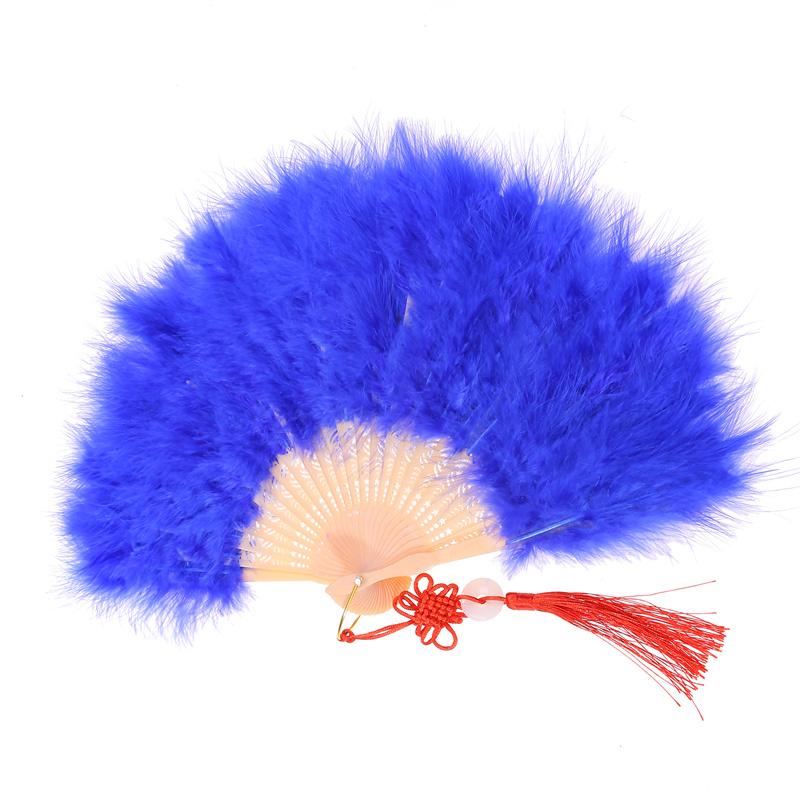 Feather Fan Hand Fan Chinese Style Adult Cheongsam Walk Show Nostalgia Fan Portable Folding Fan Square Dance Performance Props Summer