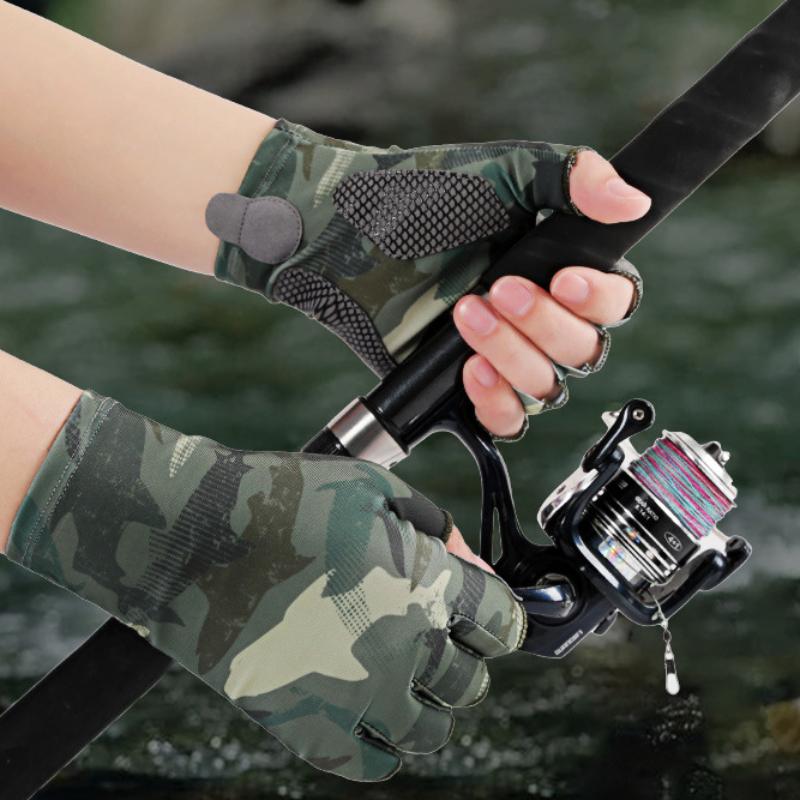 Fishing Gloves Half Finger Sun Protection Cycling Gloves Fitness Gym Sun Glove for Women Men Outdoor Sports Breathable Anti-Slip