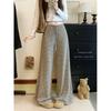 Kumikumi Stripes Drawstring High Waist Casual Pants Straight-Leg Pants Women Autumn Chic Loose Figure Flattering Mopping Pants Pants