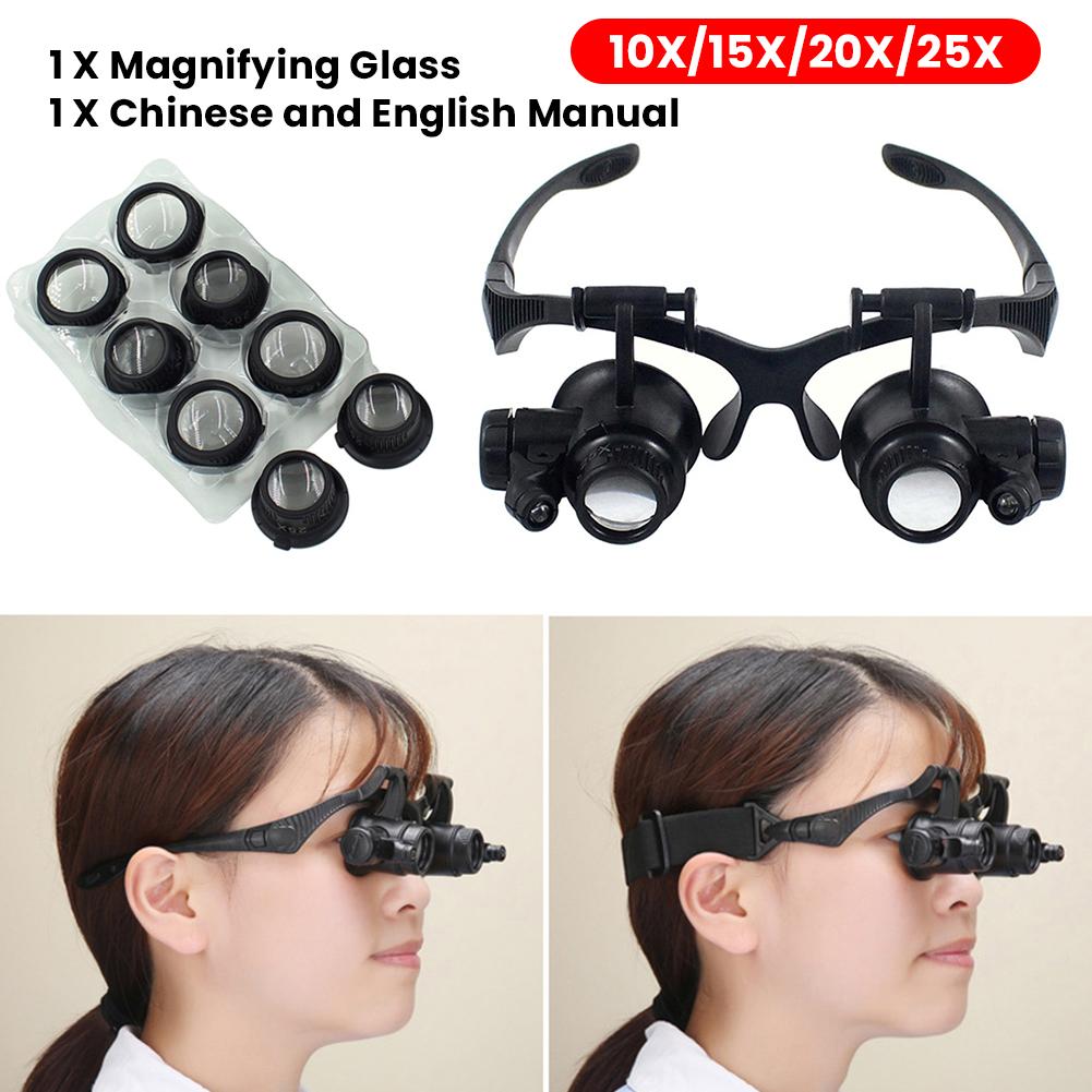 10x/15x/20x/25x Led Headband Magnifying Glasses Head Wearing Magnifier Loupes For Reading Jewelry Watch Repair