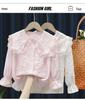 2023 Весенняя розовая рубашка с длинным рукавом в корейском стиле для девочек и младенцев