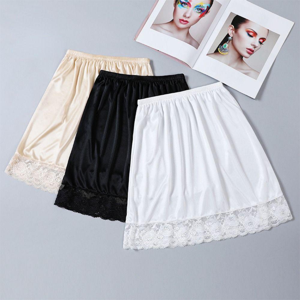 Thin JK Underpants Lace Edge Underskirt Women Petticoats Anti-Lighting Underskirt Silk Dress Slip