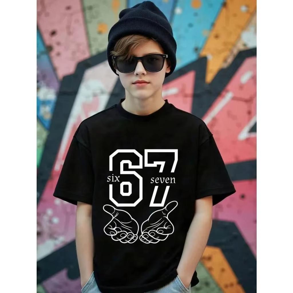 Kids 67 Themed Colorful Print TShirt Soft Cotton Fabric Breathable and Comfortable Ideal for Toddlers and Childrendf0366