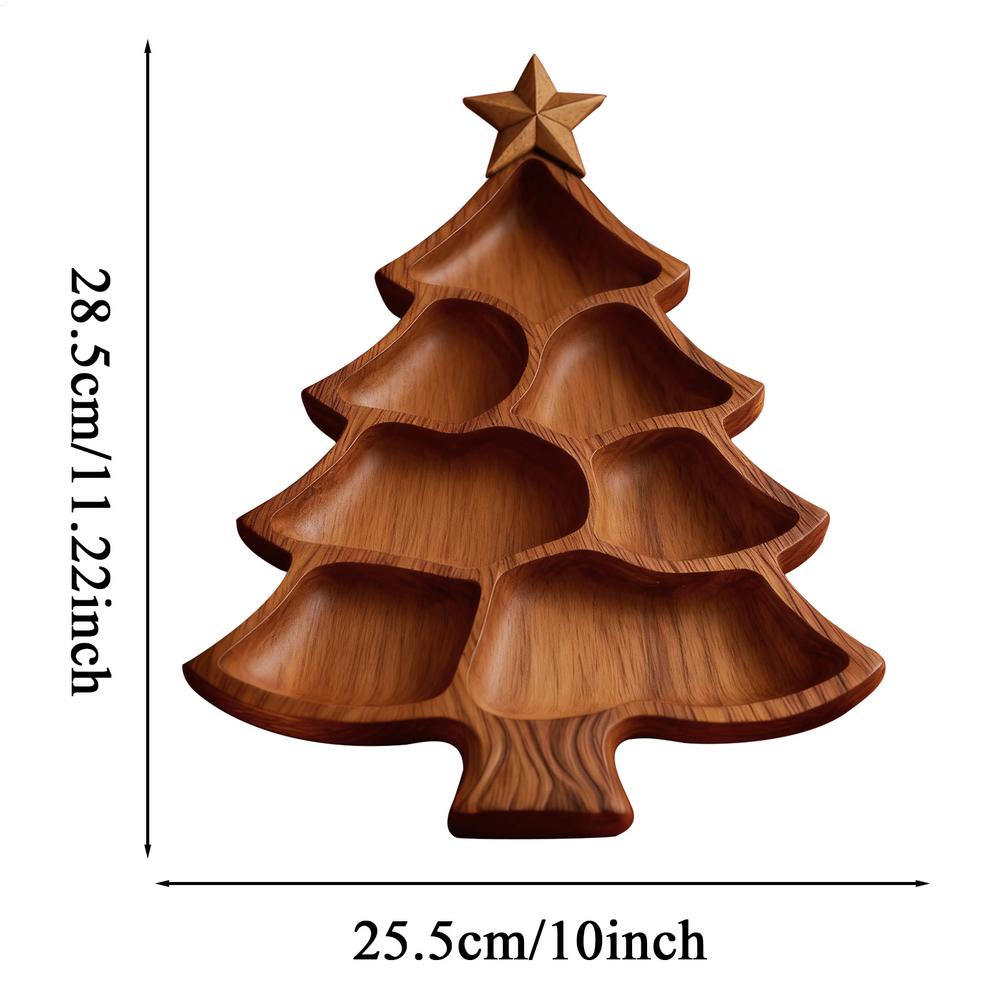 Рождественская елка Шарcuterie Доска Деревянный Разделенный Поднос для еды Сырная тарелка для Фруктов Десертов Орехов Украшение праздничного стола Кухонная сервировка