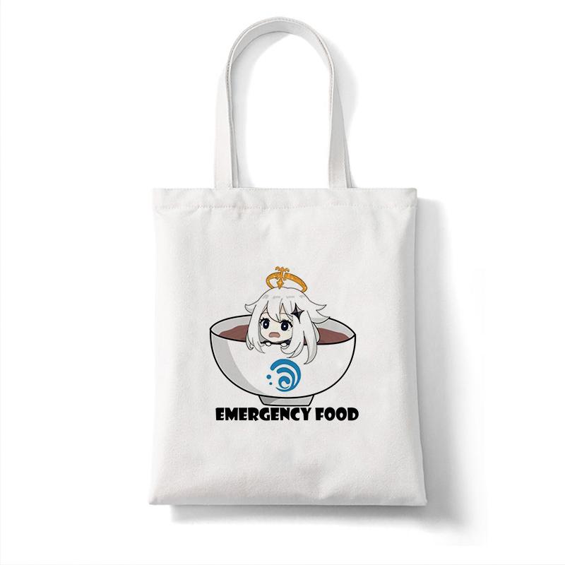 Холщовая сумка-шоппер Genshin Game Kawaii Аниме Сумки для покупок Сумки Сумка на плечо Повседневная сумка Женская эко-сумка большой емкости